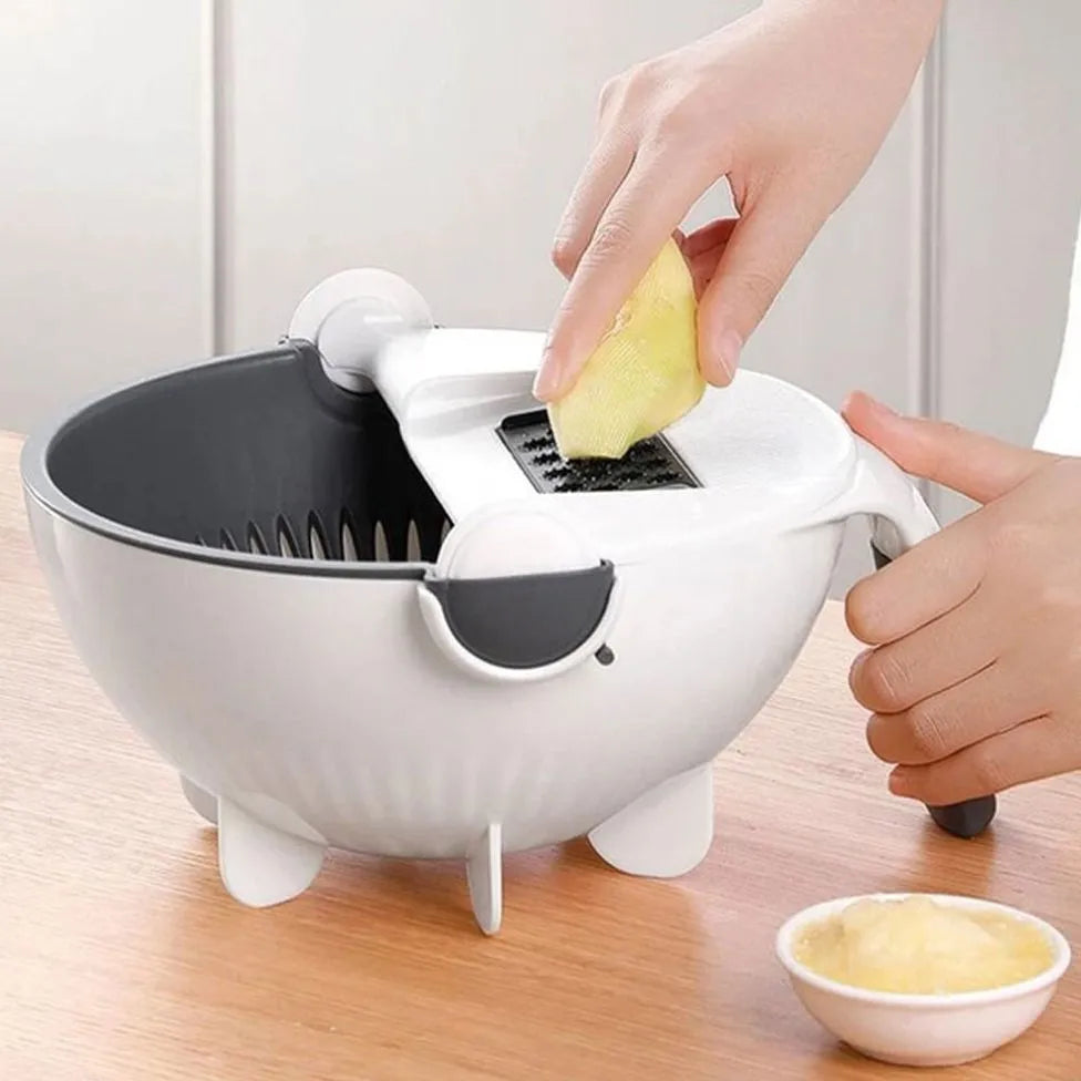 RALLADOR Y ESCURRIDOR 9 en 1 + AFILADOR DE CUCHILLOS DE REGALO